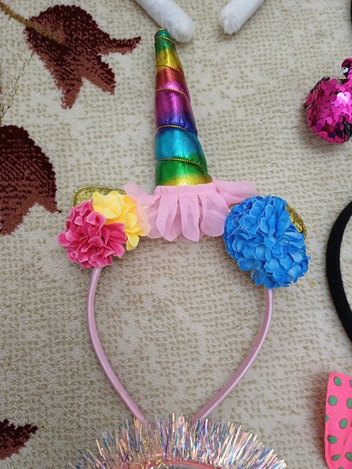 Renkli Payetli Çocuk Taç ve Toka Seti - Görsel 5