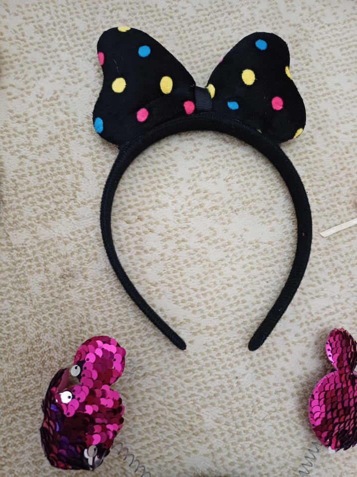 Renkli Payetli Çocuk Taç ve Toka Seti - Görsel 3