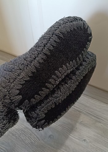 Erkek Gri Örgü Ev Botu Panduf - Görsel 2