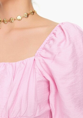 36 Beden Trendyolmilla Pembe Kare Yaka Elbise