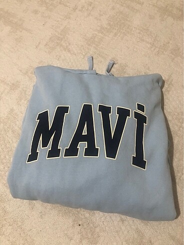 Orijinal oversize uzun mavi sweatshirt