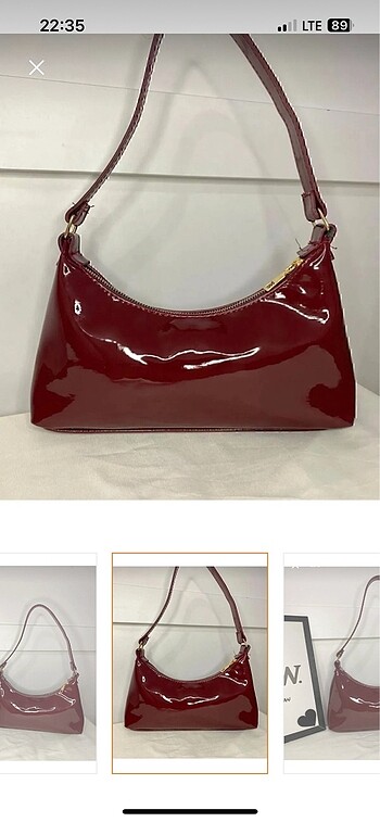 Zara Cherry rugan bordo parlak çanta