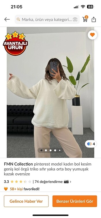 Bisiklet yaka oversize kazak