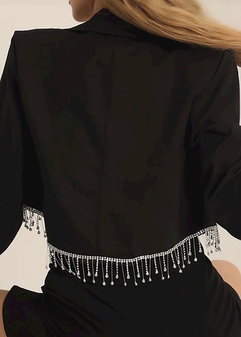 Parlak Siyah Zincir Detaylı Gövde Zinciri - Görsel 2