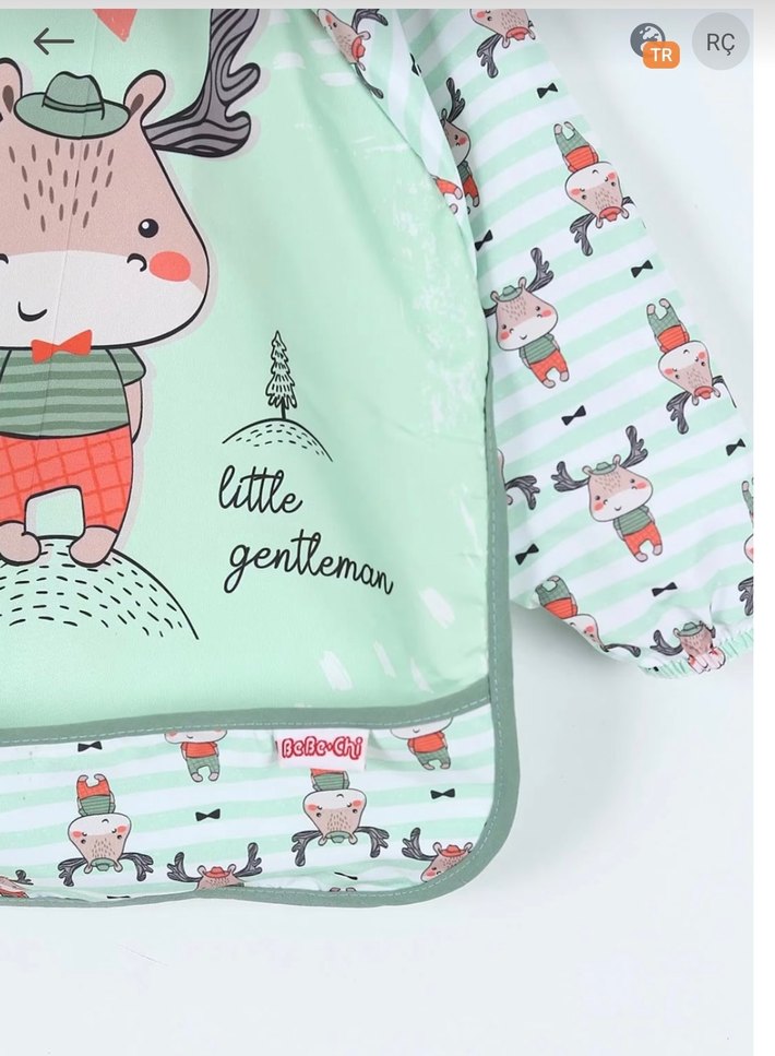 Pastel Yeşil Baskılı Bebek Önlüğü - Görsel 2