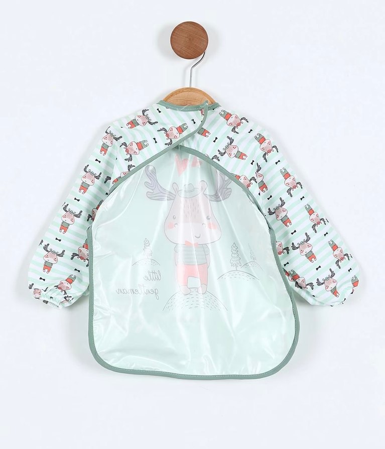 Pastel Yeşil Baskılı Bebek Önlüğü - Görsel 3