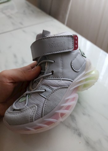 Kız Çocuk Gri Bağcıklı Spor Ayakkabı, bot Vicco Marka - Görsel 4