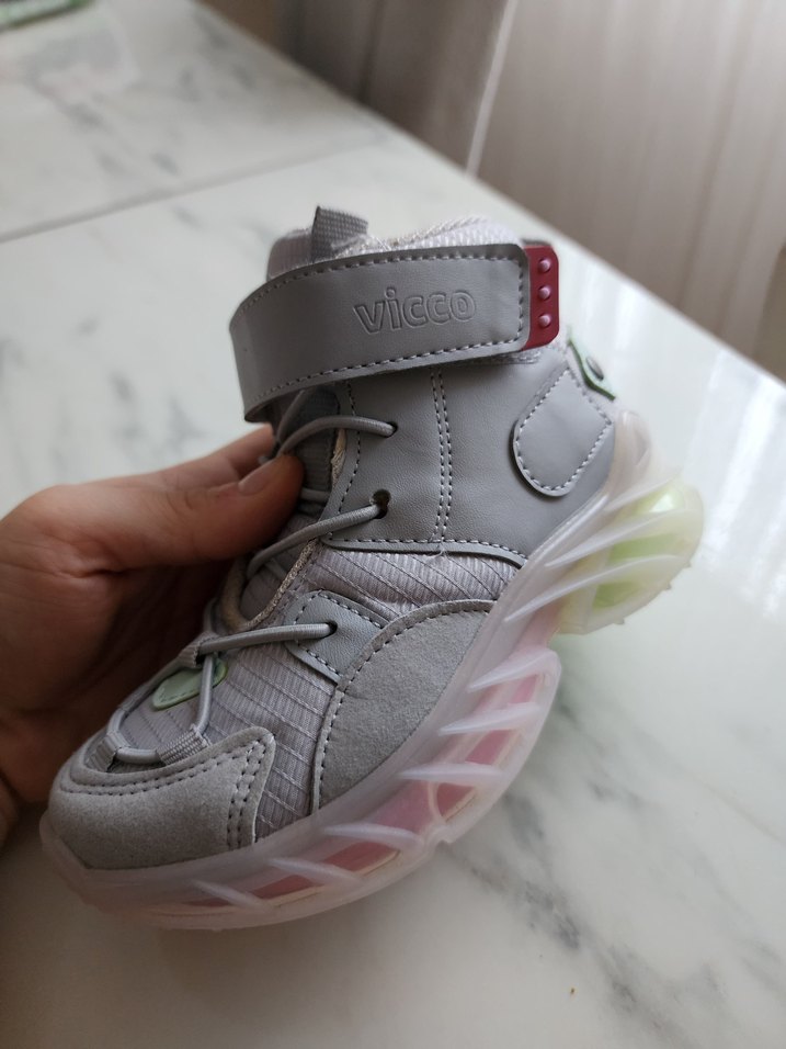 Kız Çocuk Gri Bağcıklı Spor Ayakkabı, bot Vicco Marka - Görsel 4
