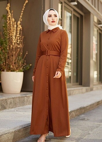Kemerli Taba Elbise