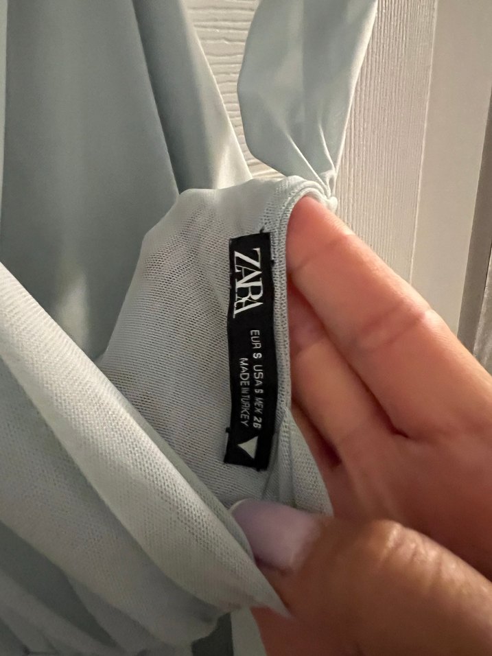 Zara Drapeli Tül Asimetrik Body Bluz - Görsel 4