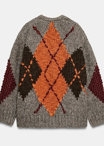 Zara Baklava Desenli Triko Hırka - Görsel 3