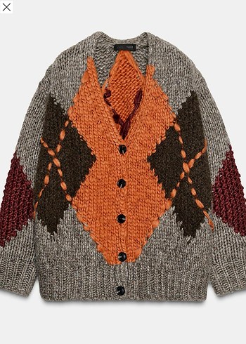 Zara Baklava Desenli Triko Hırka - Görsel 2