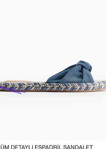 H&M H&M Mavi Denim Fiyonk Detaylı Espadril Terlik