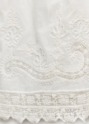 Zara İşlemeli Pamuklu Şort - Görsel 4