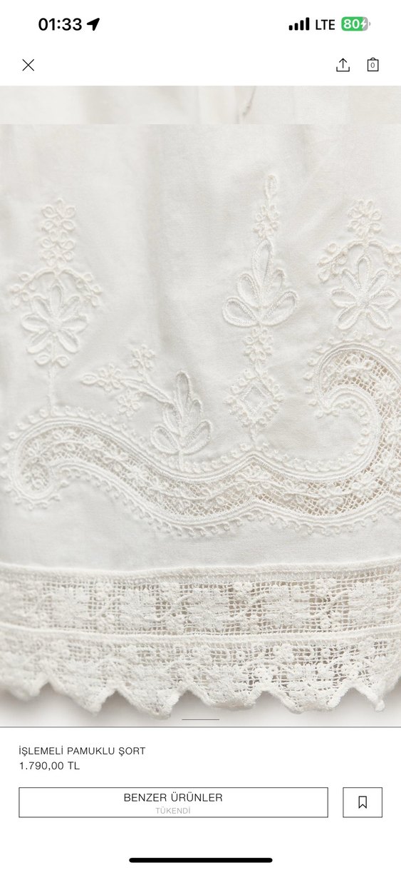 Zara İşlemeli Pamuklu Şort - Görsel 4