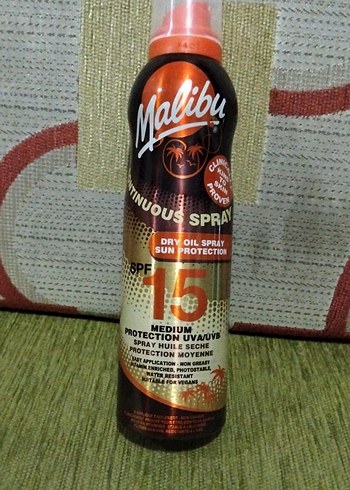 Malibu SPF 15 Kuru Yağ Spreyi Güneş Koruyucu