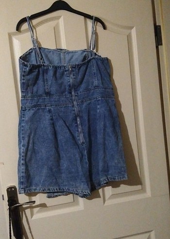 44 Beden mavi Renk Kadın Mavi Kot Mini Askılı Elbise