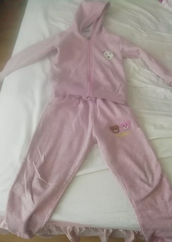Kız Bebek Pembe Fermuarlı Uzun Kollu Takım