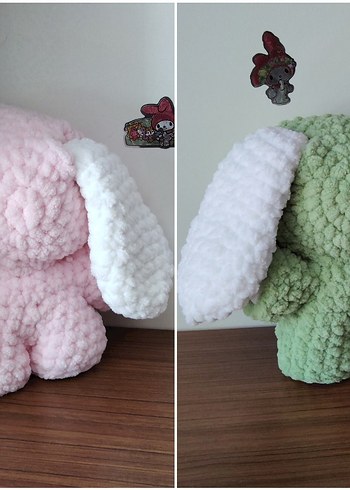 Tasarımcı Pembe Kapüşonlu Peluş Oyuncak Tavşan