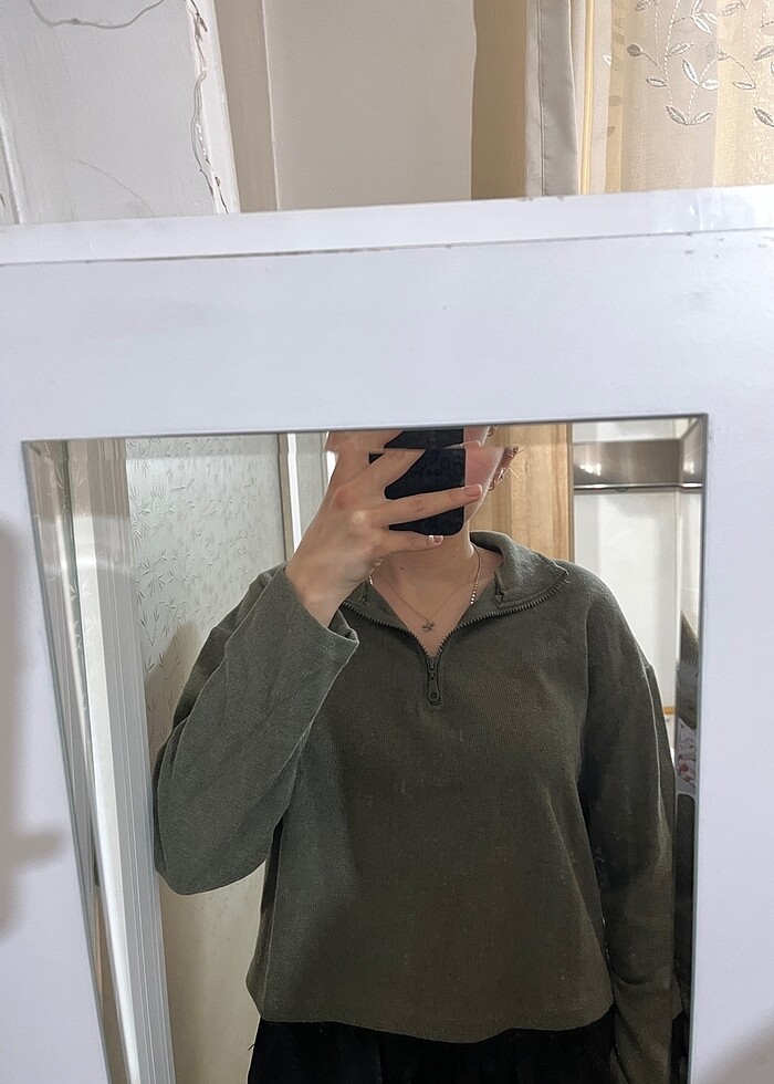 Yeşil haki kazak bluz - Görsel 2