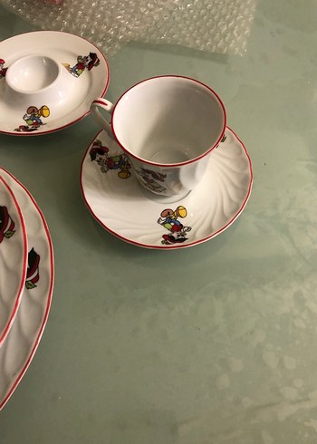 Beyaz Renkli Baskılı Porselen Yemek Seti bebek tyemek takımı - Görsel 3