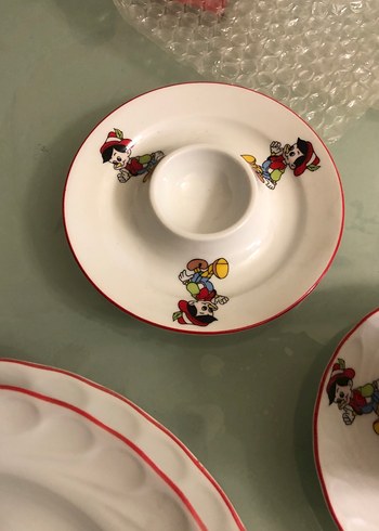 Beyaz Renkli Baskılı Porselen Yemek Seti bebek tyemek takımı - Görsel 4