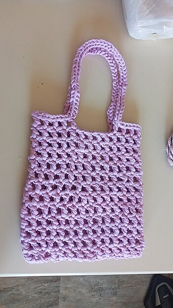 Diğer Pembe penye ip örgü çanta el yapımı hand made :)