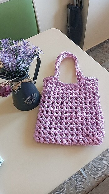 Pembe penye ip örgü çanta el yapımı hand made :)