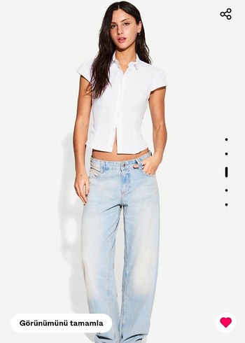 Bershka Bershka Beyaz Bebe Yaka Kısa Kollu Kadın Gömlek