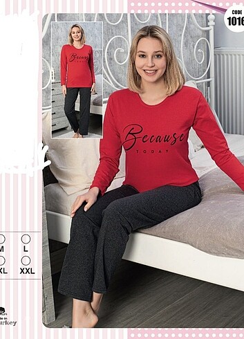 Pamuklu penye bayan pijama takımı 