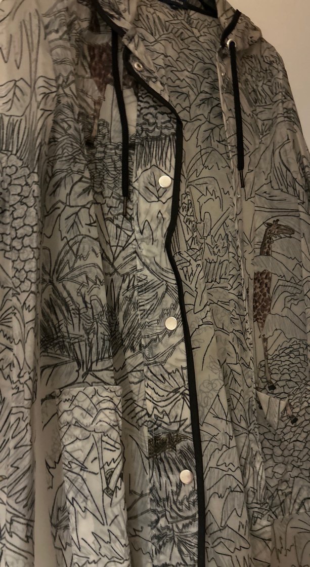 Şeffaf Desenli Uzun Kadın Yağmurluk - Görsel 2