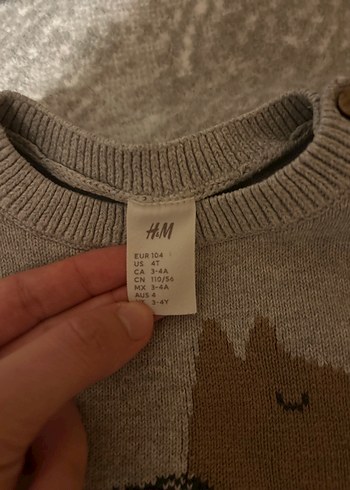 Gri Erkek Çocuk Nakışlı Triko Kazak - Görsel 3