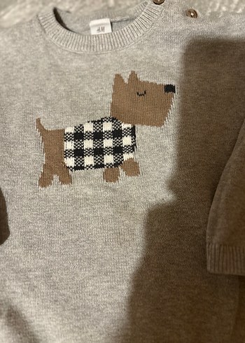 Gri Erkek Çocuk Nakışlı Triko Kazak - Görsel 2