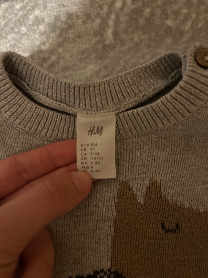 Gri Erkek Çocuk Nakışlı Triko Kazak - Görsel 3