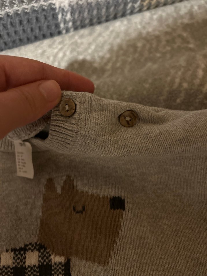 Gri Erkek Çocuk Nakışlı Triko Kazak - Görsel 4