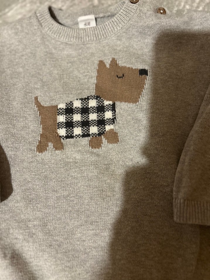 Gri Erkek Çocuk Nakışlı Triko Kazak - Görsel 2