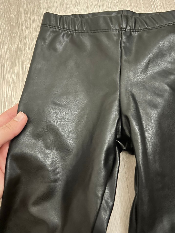 Deri Görünümlü Siyah Kız Çocuk Tayt - Görsel 2