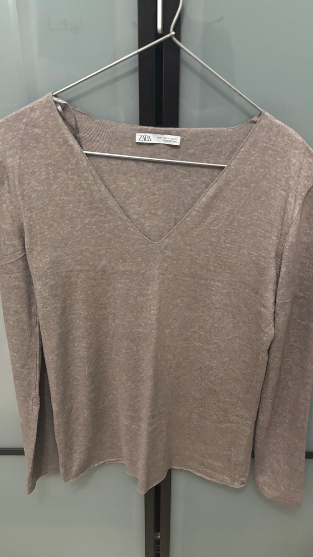 Bej V Yaka Kadın triko - Görsel 2