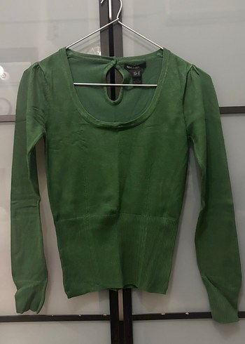 Kadın Yeşil Dar Kesim Uzun Kollu Kazak - Görsel 2