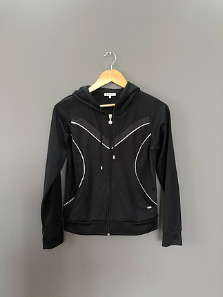 s Beden siyah Renk Spor Fermuarlı Kapüşonlu Sweatshirt