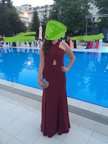 Bordo uzun abiye elbise