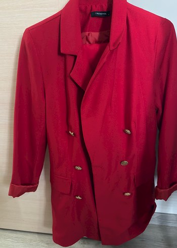 Milla Kırmızı Uzun Kesim Kadın Ceket - Görsel 4