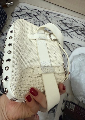 Kadın Beyaz Bohem Yılan Desenli Plaj Çantası - Görsel 3