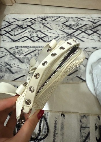 Kadın Beyaz Bohem Yılan Desenli Plaj Çantası - Görsel 2