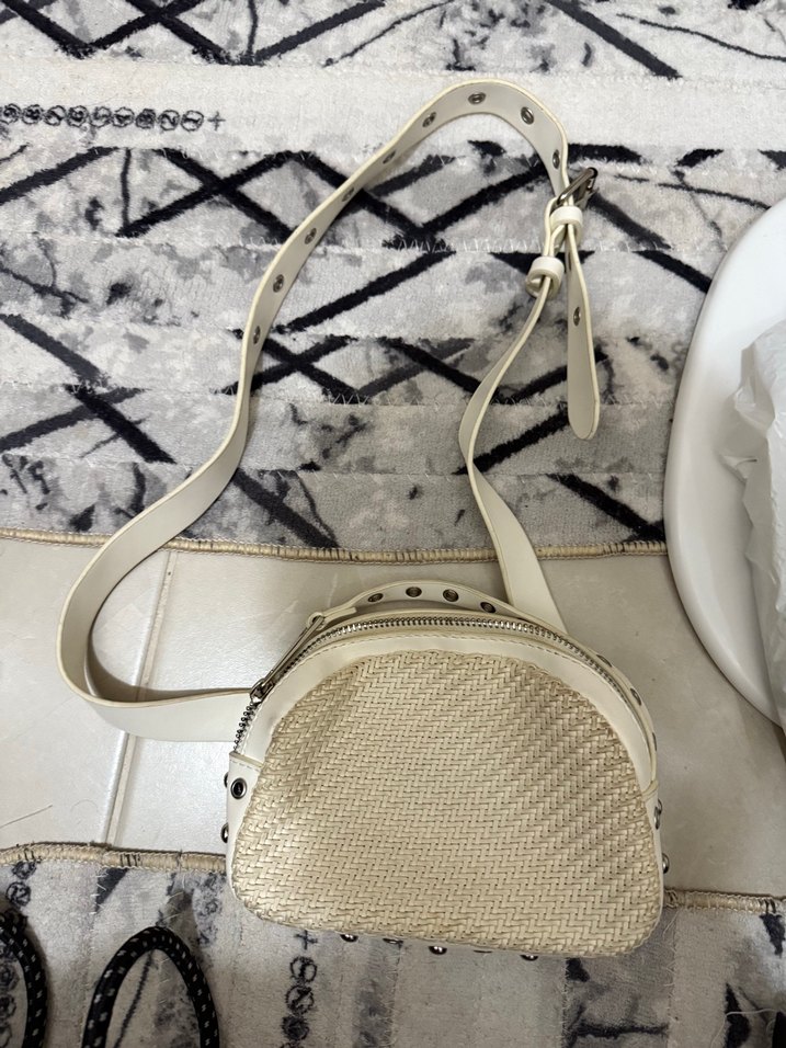 Kadın Beyaz Bohem Yılan Desenli Plaj Çantası - Görsel 4