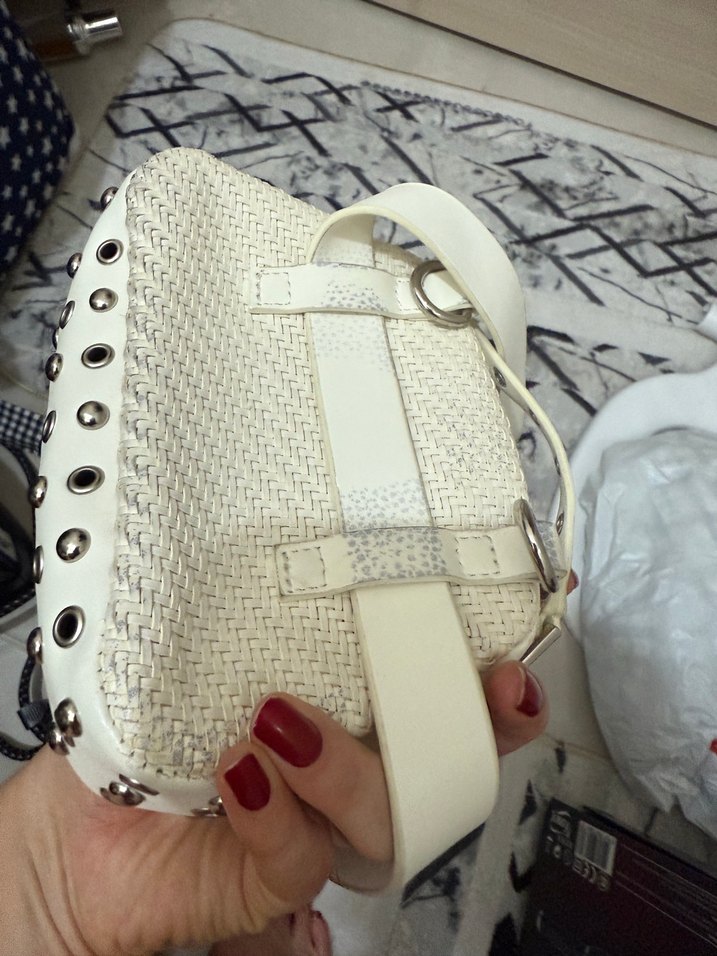 Kadın Beyaz Bohem Yılan Desenli Plaj Çantası - Görsel 3