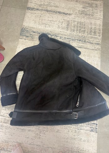 Siyah Süet Kürklü Biker Kadın Ceket - Görsel 3