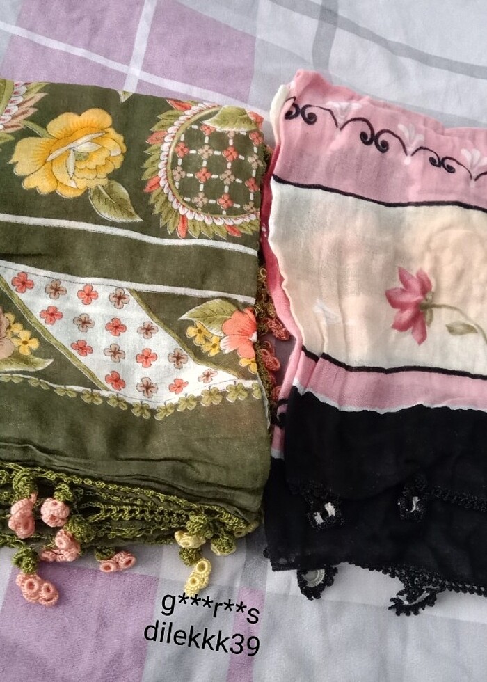 Tülbent yazma eşarp  - Görsel 3