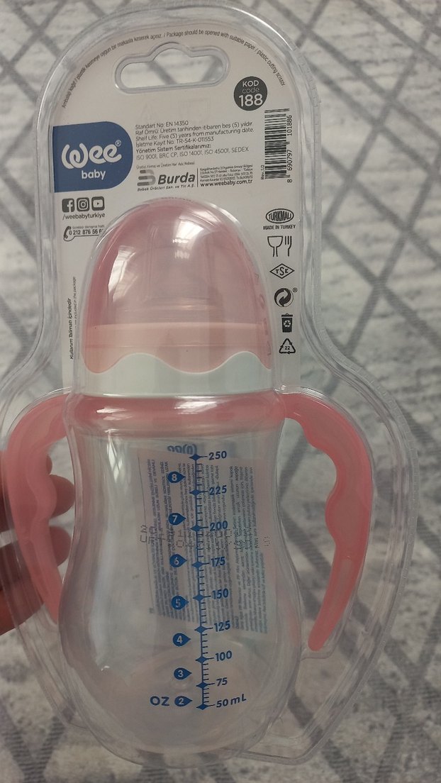 Wee Baby Kulplu Alıştırma Bardağı 250 ml Pembe - Görsel 4