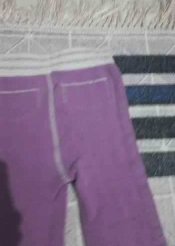 Kız Çocuk Mor Baskılı Triko Tayt - Görsel 5